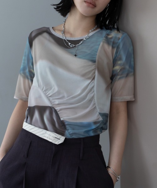 tシャツ アシンメトリーシアーカットソー レディース Maglie le cassetto tシャツ アシンメトリーシアーカットソー