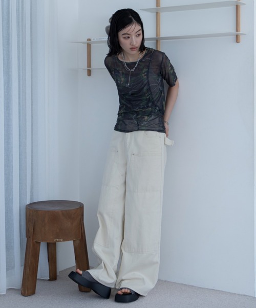 AMEN 売れ筋商品|||アーメン Tシャツ トップス レディース Bodysuits Blue AZUL BY MOUSSY tシャツ サイドラッフルアシンメトリートップス