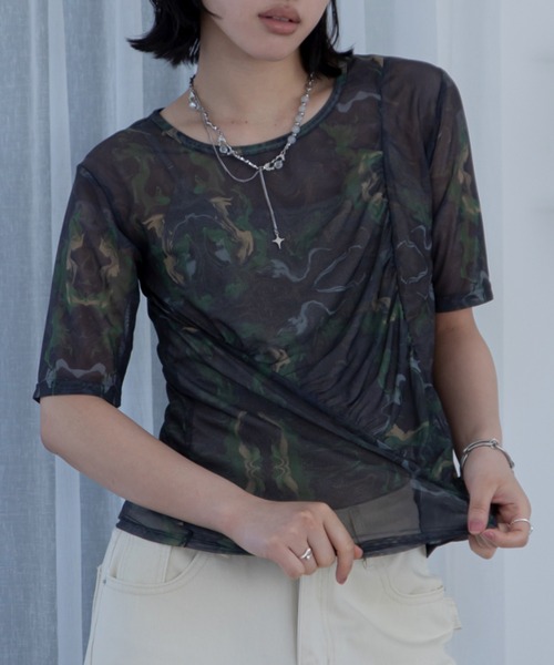 tシャツ アシメスリーブT レディース アシメTシャツ Tシャツ レディース トップス 半袖 七分袖・再