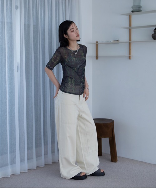 tシャツ アシンメトリーシャーリングシアートップス レディース