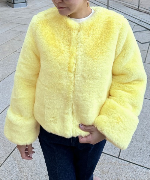 コート アウター リッチボリュームエコファージャケット レディース