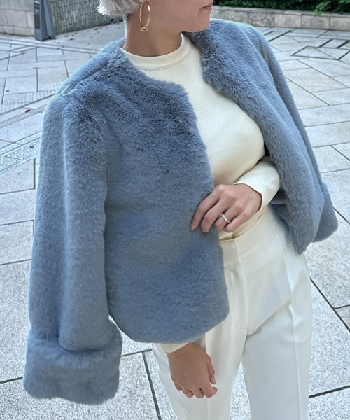 コート アウター リッチボリュームエコファージャケット レディース