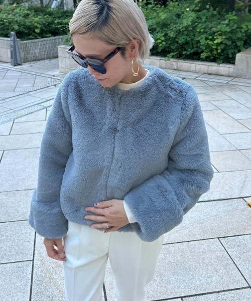 コート アウター リッチボリュームエコファージャケット レディース