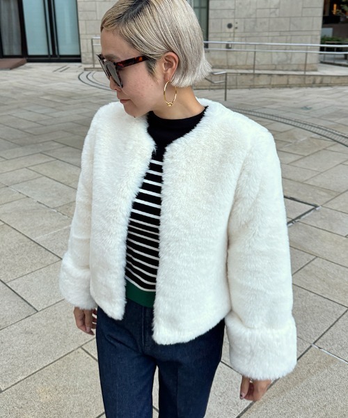 コート アウター リッチボリュームエコファージャケット レディース