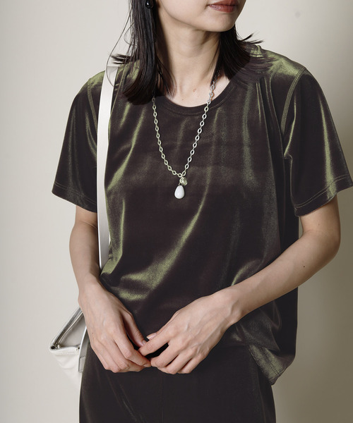 tシャツ 「SIMONE WILD（シモーネ ワイルド）」RIB VELVET TEE レディース ADAM ET ROPE'｜【SIMONE WILD(シモーネ ワイルド)】RIB VELVET