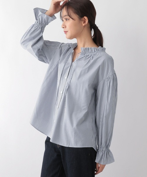 ブラウス シャツ Stand frill blouse スタンドフリルブラウス レディース セール】Stand frill blouse スタンドフリルブラウス（シャツ