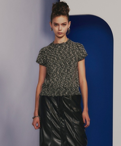 Sov. ニット セーター ブークレハーフスリーブニット レディース