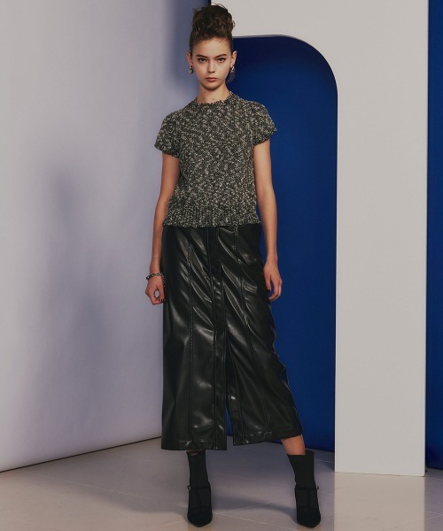 Sov. ニット セーター ブークレハーフスリーブニット レディース