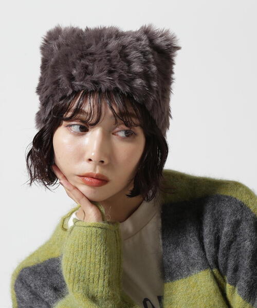 最高級　Maxmara リアルファー　アンゴラ　ニット帽　ポンポン付　ブラウン 最高級 Maxmara リアルファー アンゴラ ニット帽 ポンポン付 ブラウン