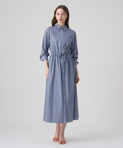 ANAYI シャツワンピース ストライプドロストシャツ ワンピース