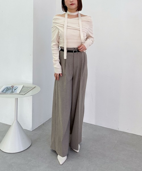 archives（アルシーヴ） スラックス パンツ ベルト付ワイドタック