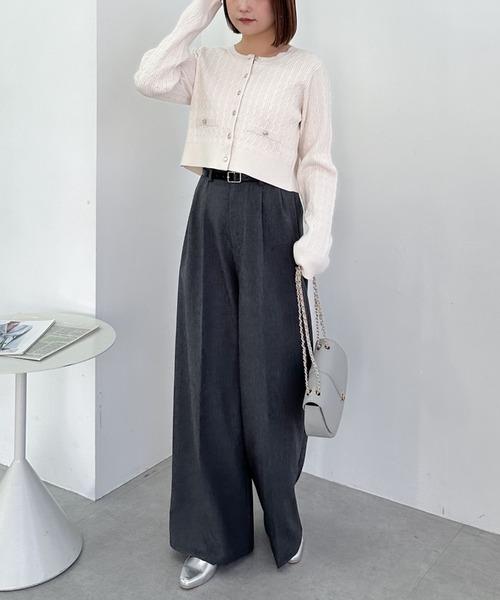 archives（アルシーヴ） スラックス パンツ ベルト付ワイドタック