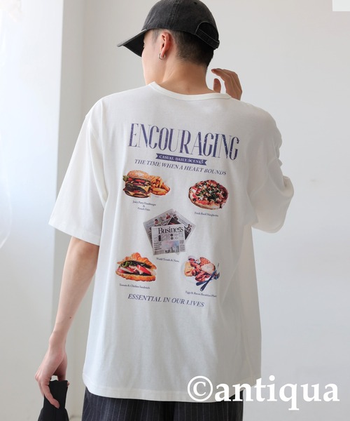 antiqua（アンティカ） tシャツ ヴィンテージ風ロゴTシャツ レディース