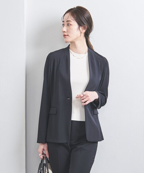 UNITED ARROWS ジャケット ノーカラージャケット FEEL CLEAN V