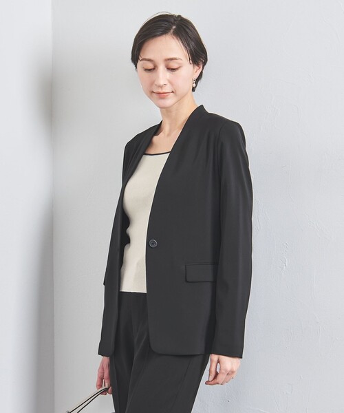 美品　UNITED ARROWS FEEL CLEAN Vノーカラー ジャケット UNITED ARROWS ジャケット ノーカラージャケット FEEL CLEAN V
