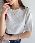 tシャツ 着映えトップス。シンプルライトリブニ...の詳細画像3