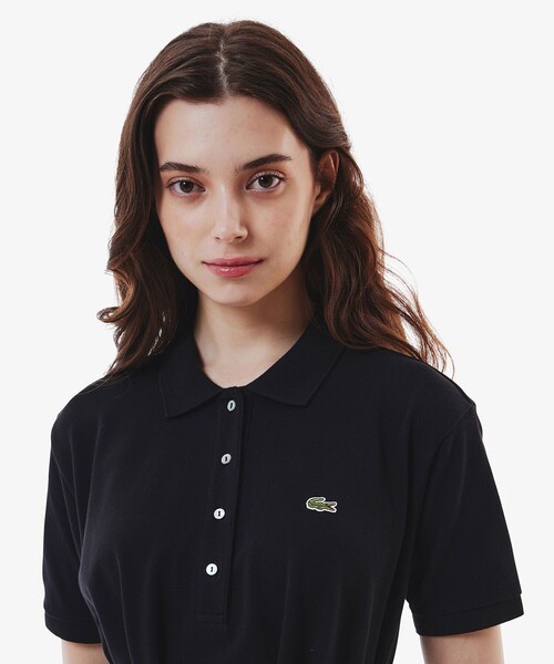 LACOSTE シャツワンピース 鹿の子地マキシ丈ドレス ポロ