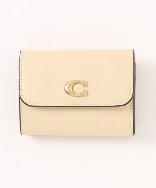 美品⭐︎COACH コーチ 三つ折り財布 C金具 レディース ベージュ COACH コーチ レディース 三つ折り財布 シグネチャー ミニ