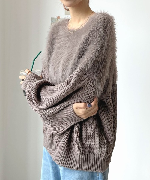 「Futier land」 長袖ニット MEDIUM チャコールグレー レディース_画像2