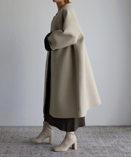 「Riberry」 ノーカラーコート MEDIUM ブラック レディース_画像9