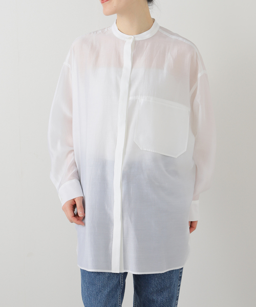 ブラウス シャツ 「洗える」MARECHAL TERRE/マルシャルテル シアーシャツ レディース