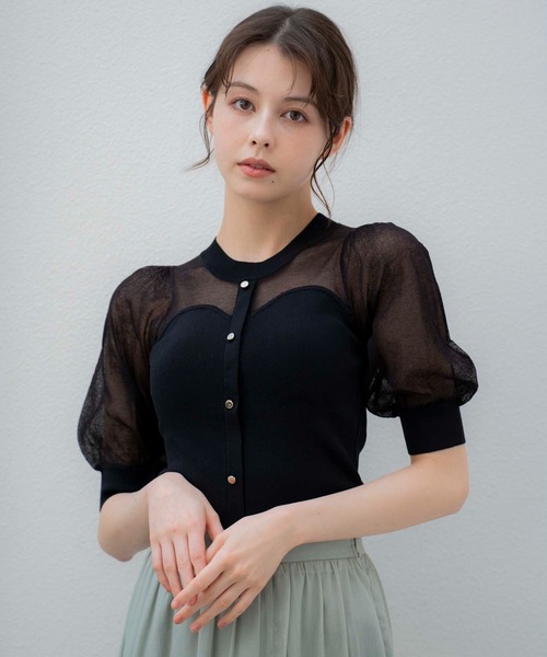 ノエラ Noela ビスチェライクシアーニット （オフホワイト） フラワーフレンチニット | ニット | Noela OFFICIAL WEB STORE
