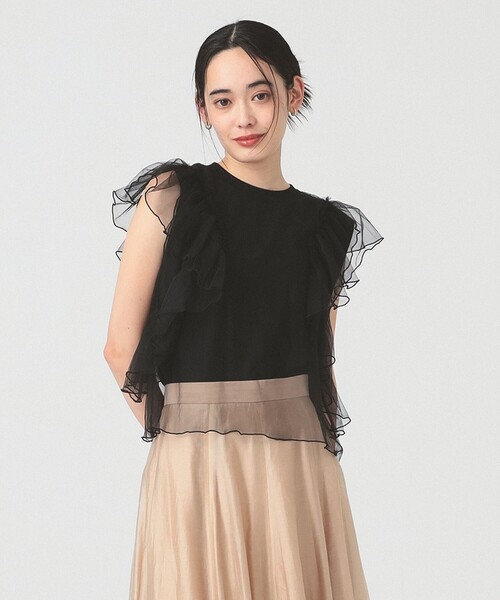 tシャツ チュール レイヤー ラッフルスリーブ Tシャツ レディース Ray BEAMS tシャツ チュール レイヤー ラッフルスリーブ Tシャツ