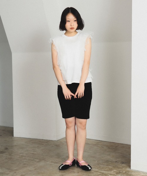 tシャツ チュール レイヤー ラッフルスリーブ Tシャツ レディース Ray BEAMS tシャツ チュール レイヤー ラッフルスリーブ Tシャツ