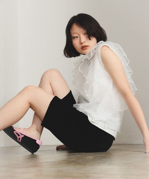 tシャツ チュール レイヤー ラッフルスリーブ Tシャツ レディース Ray BEAMS tシャツ チュール レイヤー ラッフルスリーブ Tシャツ