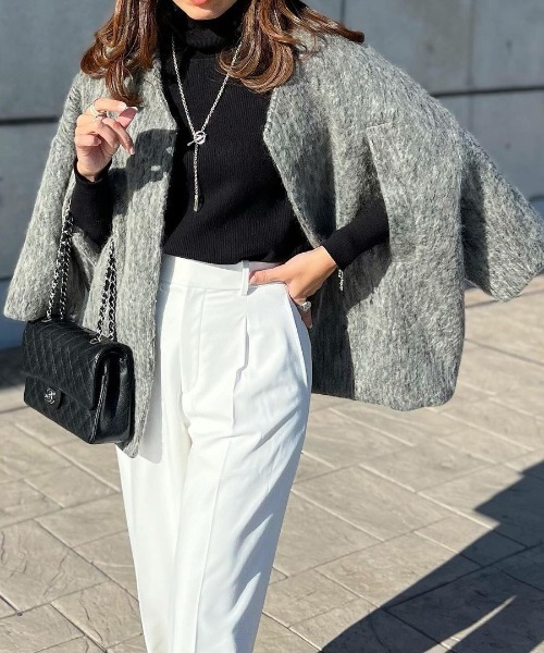 Lajour ノーカラーコート フリー グレー レディース : ZOZOTOWN Yahoo