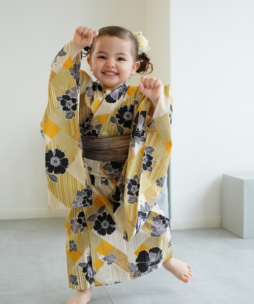 utatane 浴衣 キッズ浴衣3点セット ニコアンティーク 芙蓉