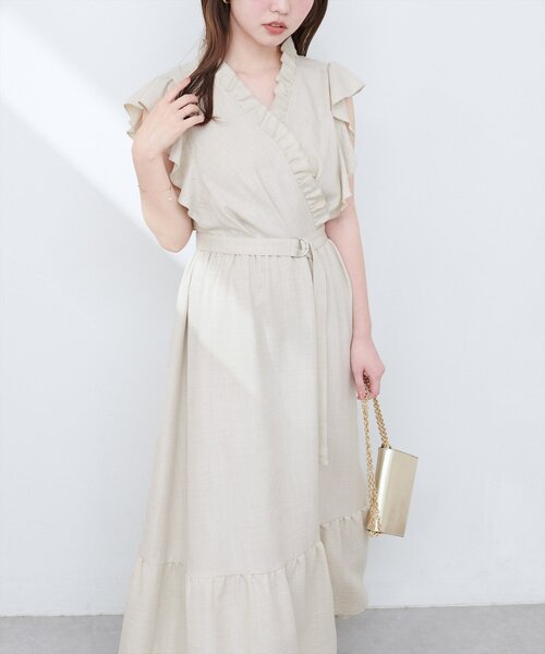 natural couture ワンピース フリルカシュクールワンピース : ZOZOTOWN
