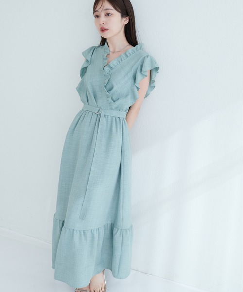 natural couture ワンピース フリルカシュクールワンピース : ZOZOTOWN