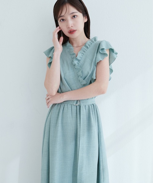 natural couture ワンピース フリルカシュクールワンピース