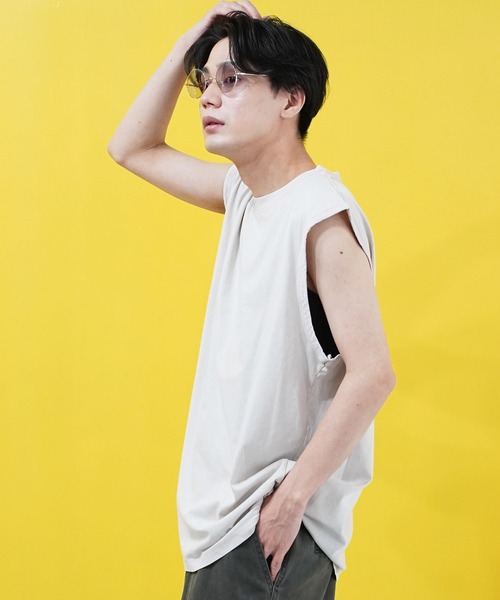 En serio TOKYO tシャツ ピグメントノースリーブカットソー メンズ