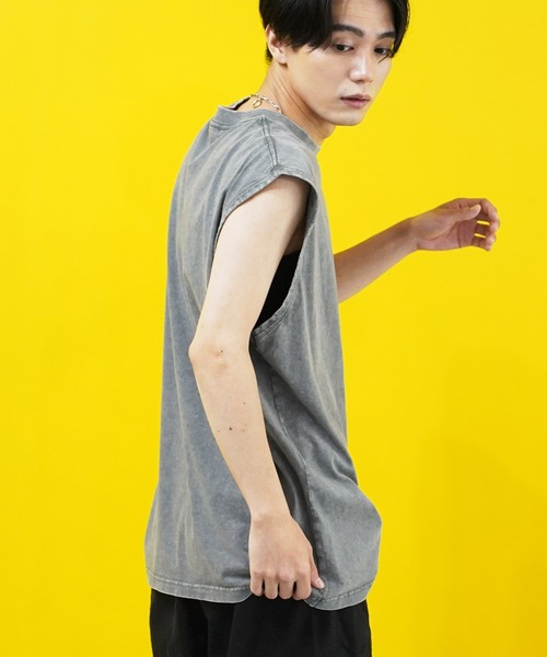 En serio TOKYO tシャツ ピグメントノースリーブカットソー メンズ