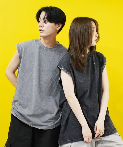 En serio TOKYO tシャツ ピグメントノースリーブカットソー メンズ