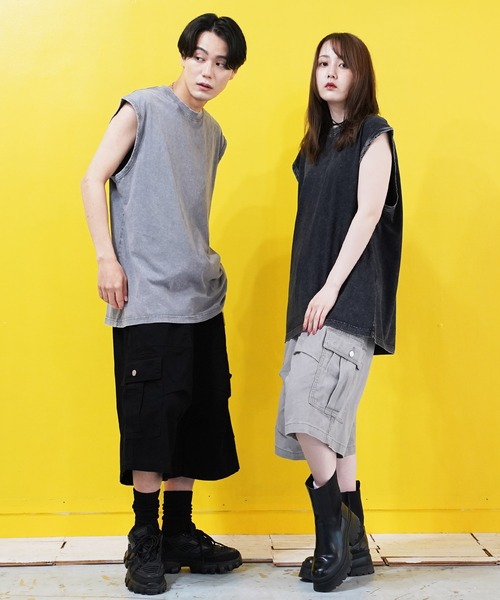 En serio TOKYO tシャツ ピグメントノースリーブカットソー メンズ