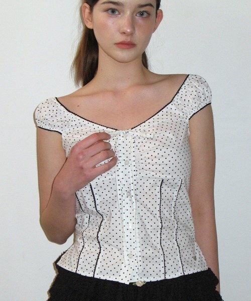 ブラウス シャツ 「CRANK」LACE SHIRRING BLOUSE レディース