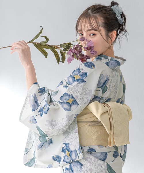 初心者OK♪ セパレート大人浴衣 3部式＆おはしょりベルト付き 帯セット涼しい B初心者OK♪ セパレート大人浴衣 3部式＆おはしょりベルト付き