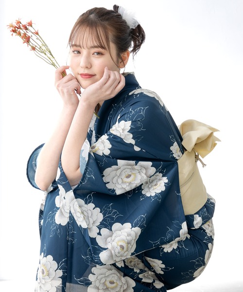 Soubien 花柄 セパレート浴衣 3点セット SOUBIEN 浴衣 “初心者でもプロの着姿”新二部式 セパレート浴衣3