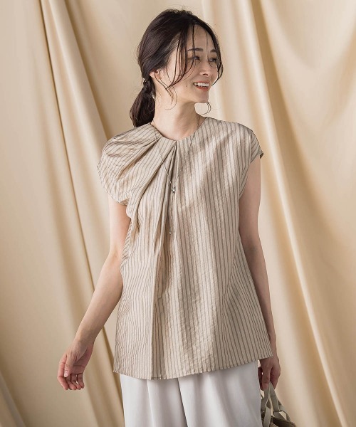 LAUTREAMONT / ロートレアモン 【WEB限定】シアードビーストライプタックブラウス ≪手洗い可能≫ WEB限定】シアードビーストライプタックブラウス ≪手洗い可能