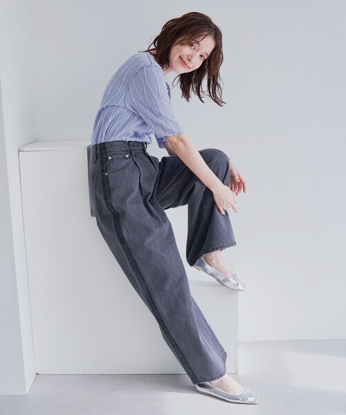COLN デニム　サイドライン coen ジーンズ デニム デニムパンツ サイドライン タックワイド