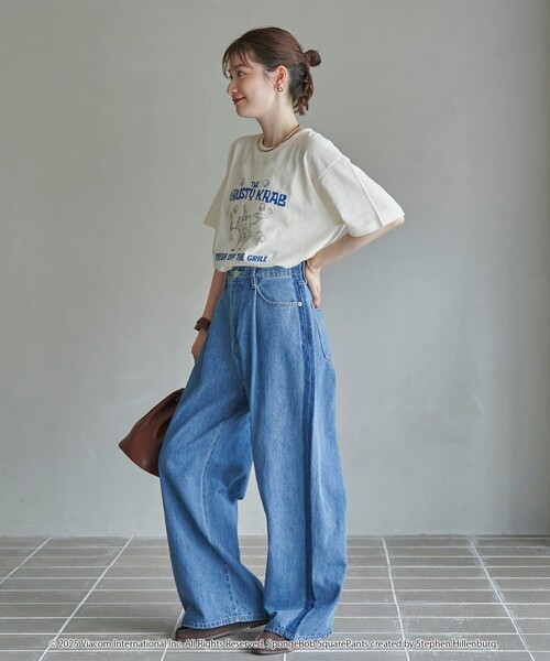 coen（コーエン） ワイドパンツ ジーンズ デニム デニムパンツ サイド 