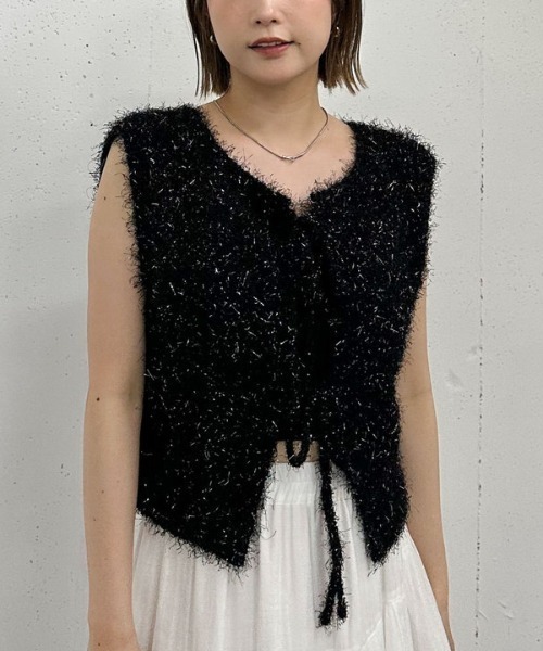 archives（アルシーヴ） ベスト ジレ ラメフェザーニットベスト