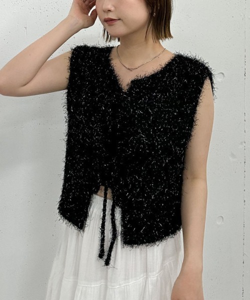 archives（アルシーヴ） ベスト ジレ ラメフェザーニットベスト