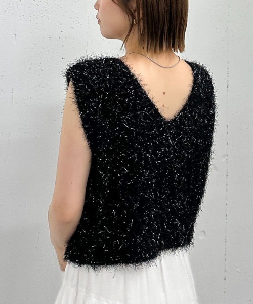 archives（アルシーヴ） ベスト ジレ ラメフェザーニットベスト