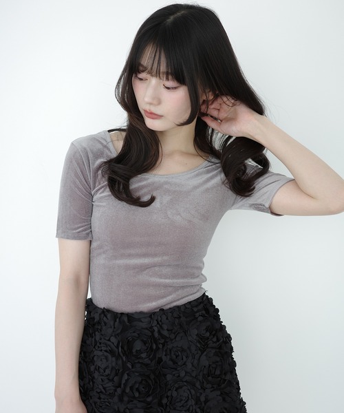 EIMY ISTOIRE（エイミーイストワール） tシャツ 半袖 コンパクトベロア