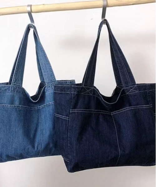 モスグリーン　カラーデニム　トートバッグ　BIG A4対応】帆布 BASIC TOTE ( M ) モスグリーン トートバッグ 3