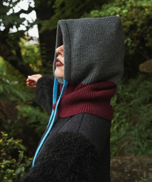 OMMO リブニット　バラクラバ　フード　新品未使用 OMMO（オーエムエムオー） ニット帽 ニットキャップ RIB KNIT